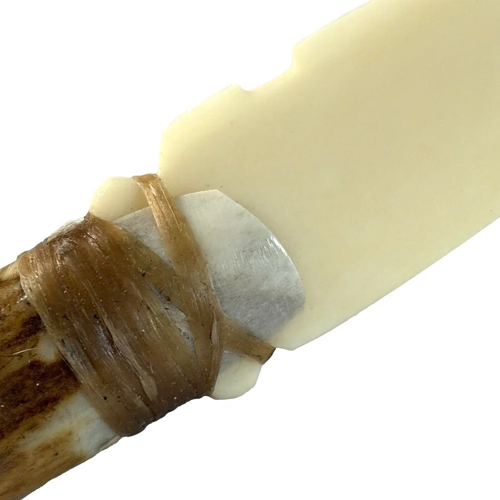 Handmade Antler Handle Notched Bone Blade 7.5
